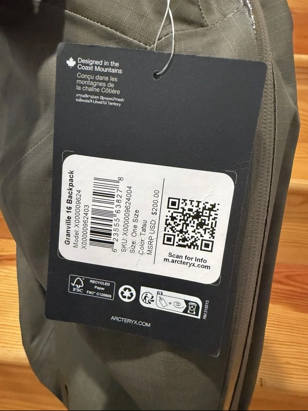 Arcteryx streamlined backpack
